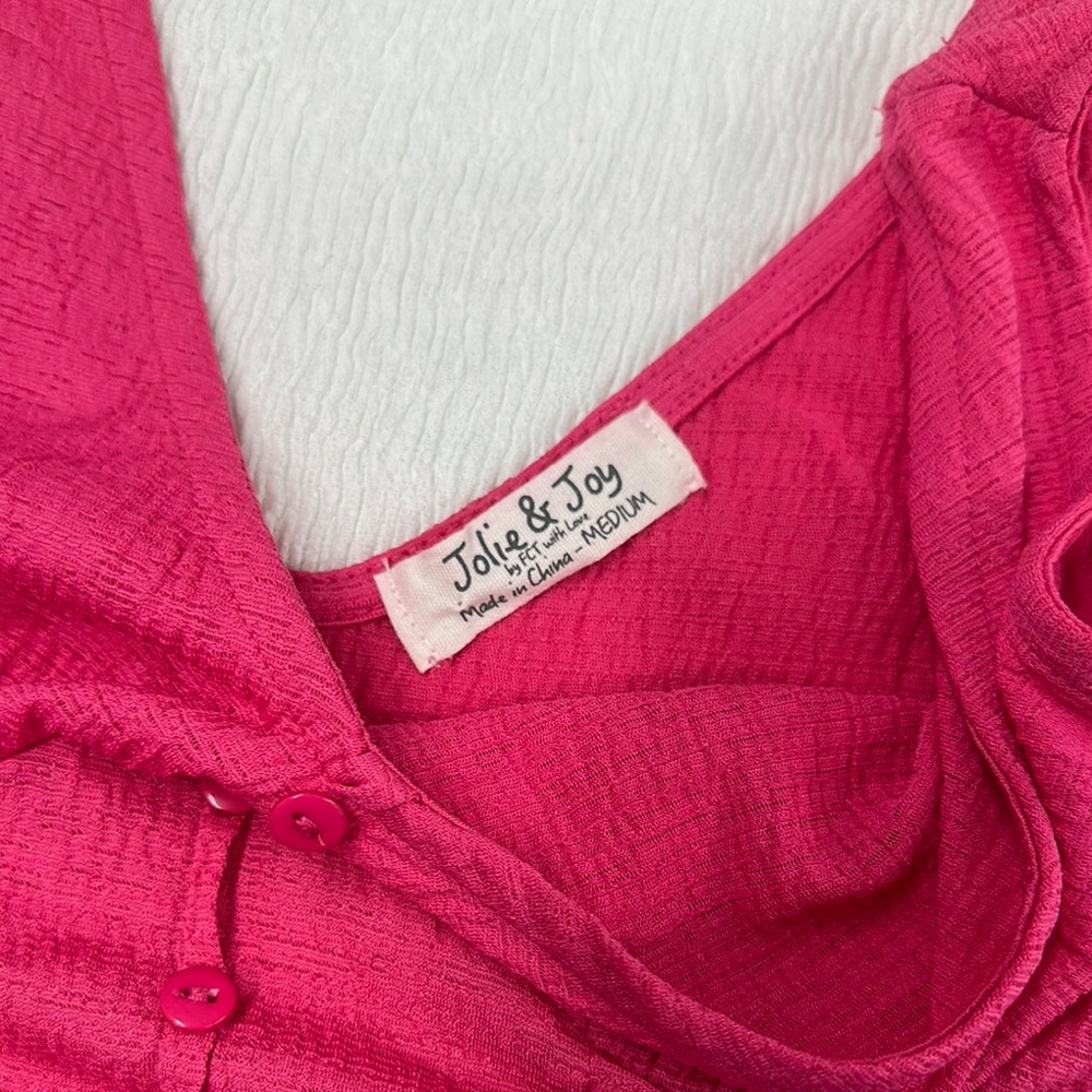 Pink Ruched Crop Tank Top with Tie Front - Picture 2 of 5